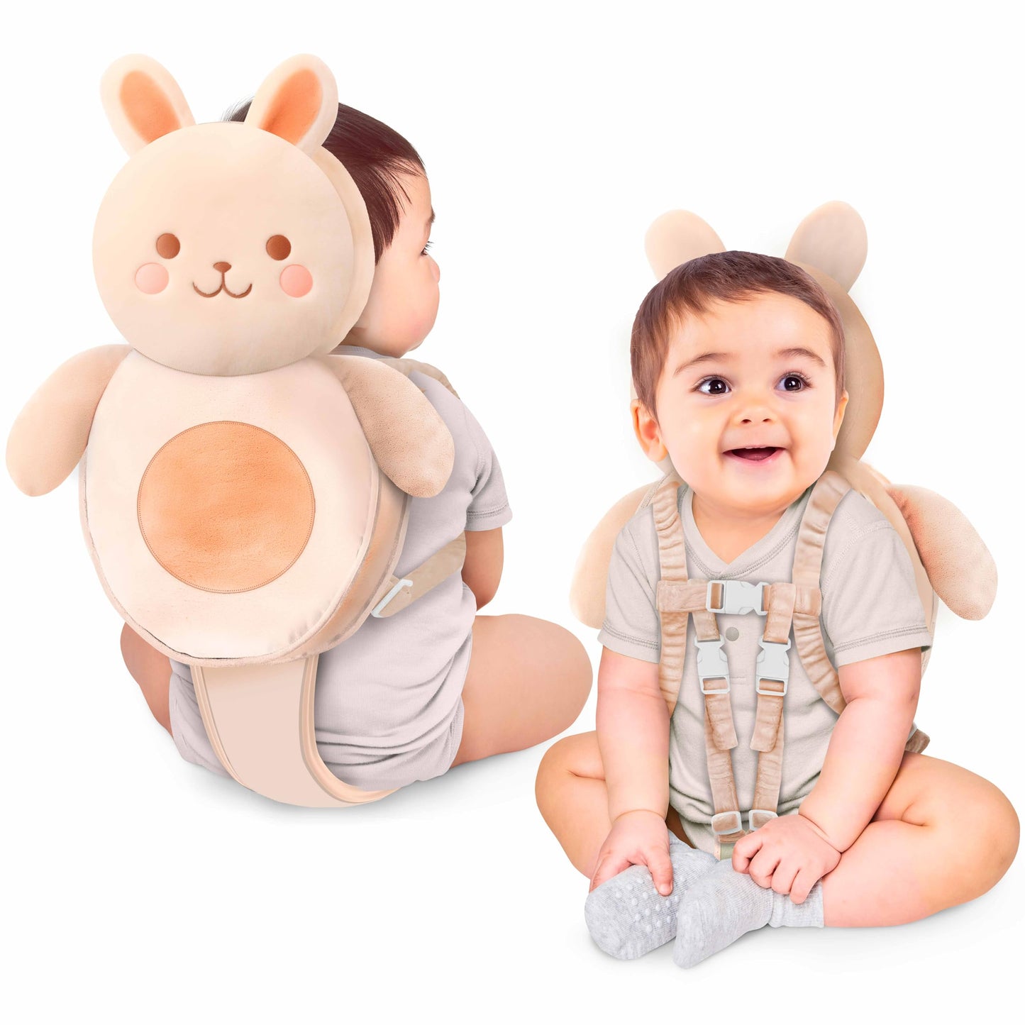 100% Cotton Non-Toxic Hypoallergenic Baby Backpack Head Protection Pillow, Full Head Coverage, Baby Head Pillow for Falling, Secure, Durable, Fox (Orange)