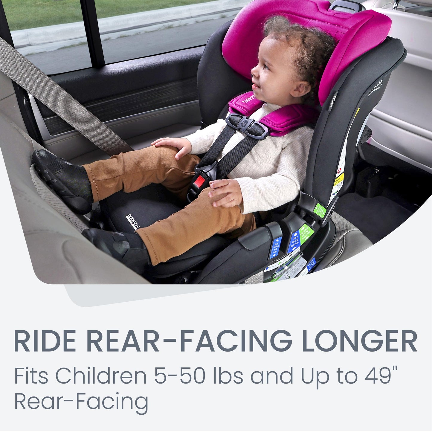 Britax Poplar S Convertible Car Seat, 2-in-1 Car Seat with Slim 17-Inch Design, ClickTight Technology, Arctic Onyx