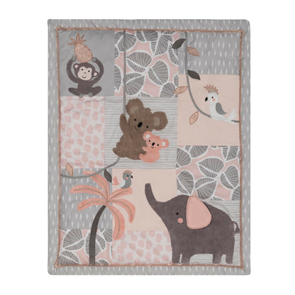 Lambs & Ivy Painted Forest 4-Piece Crib Bedding Set - Gray, Beige, White