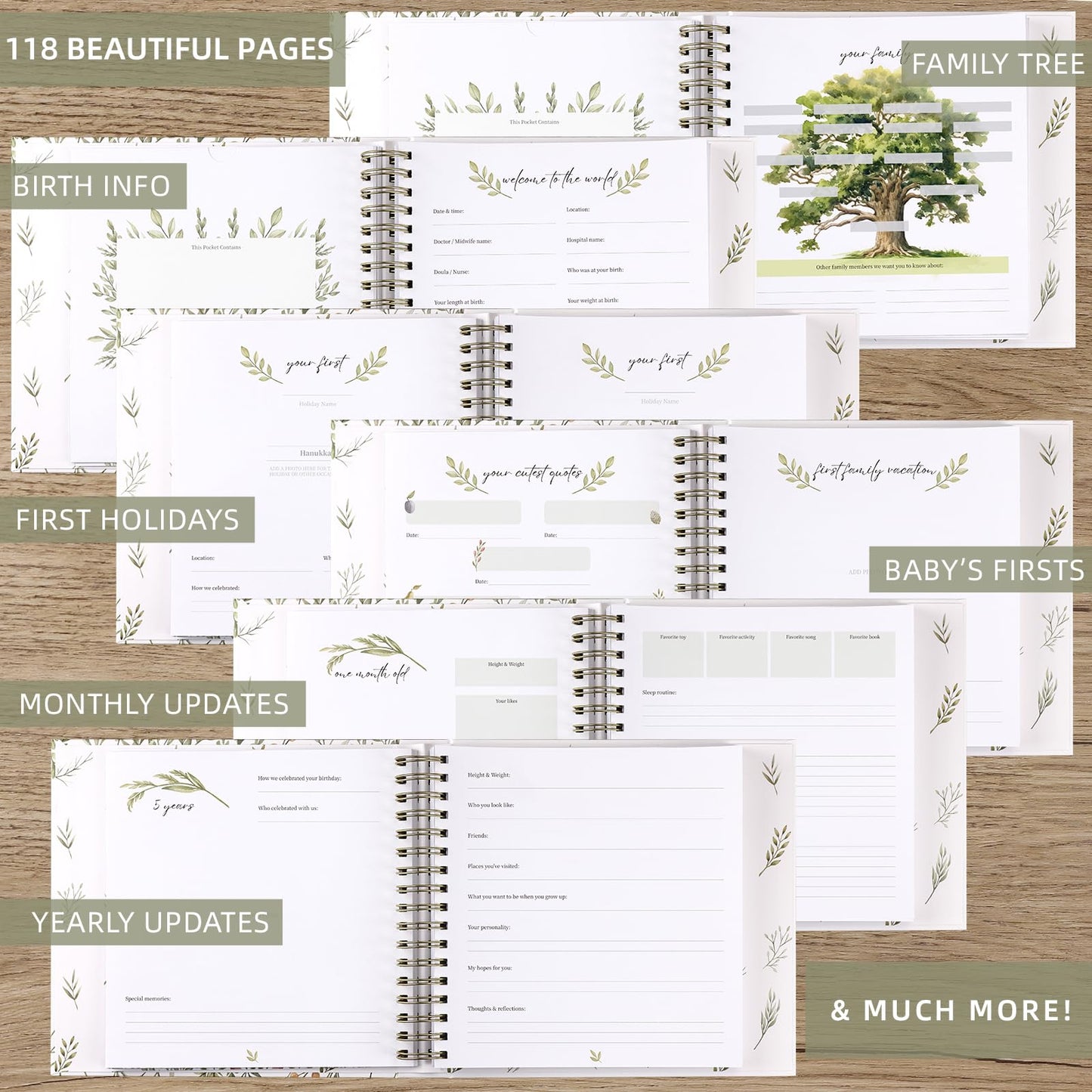 Keepsake Baby Memory Book - First 5 Year Journal - Gender Neutral Gift - Scrapbook or Photo Album for New Parents - Records Every Milestone from Birth to Age 5