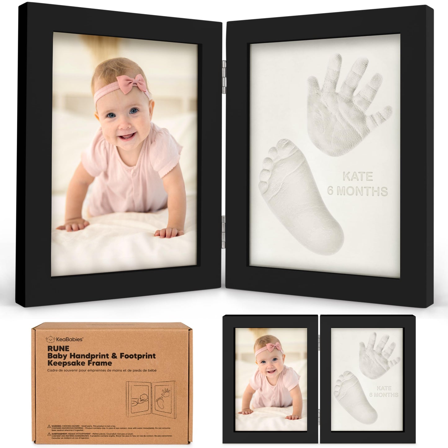 Baby Hand and Footprint Kit, Quick Dry Clay - Newborn Keepsake Feet and Handprint Kit, Nursery Picture Frame, Personalized New Mom Gifts for Baby Showers & Registry, First Mother's Day (Alpine White)