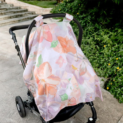 Car Seat Cover Baby, Infant Car Seat Canopy Covers for Newborn Girls Boys, Soft Breathable Mink Carseat Covers Stretchy Multi-Use Nursing Cover for Stroller Baby Car Seat, Purple Flroal