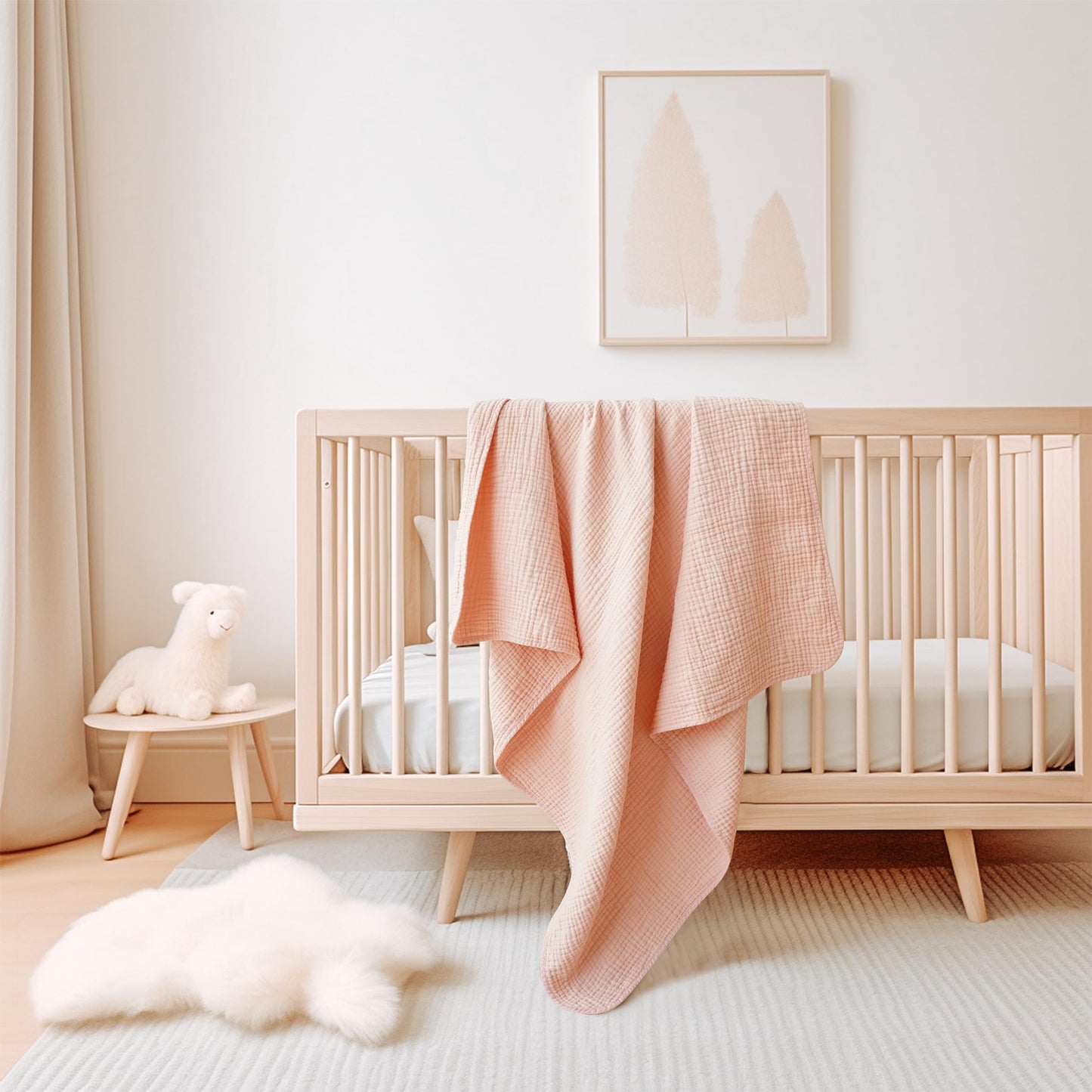 Konssy Muslin Baby Blankets for Girls Boys, 100% Cotton Crib Blanket for Infant Toddler, Super Soft and Lightweight Nursery Swaddling Wrap 40"x36" (Floral)