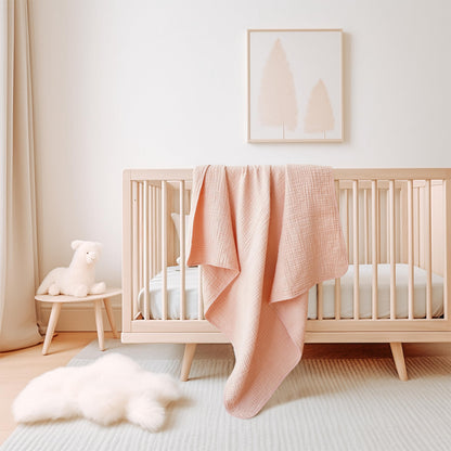 Konssy Muslin Baby Blankets for Girls Boys, 100% Cotton Crib Blanket for Infant Toddler, Super Soft and Lightweight Nursery Swaddling Wrap 40"x36" (Floral)