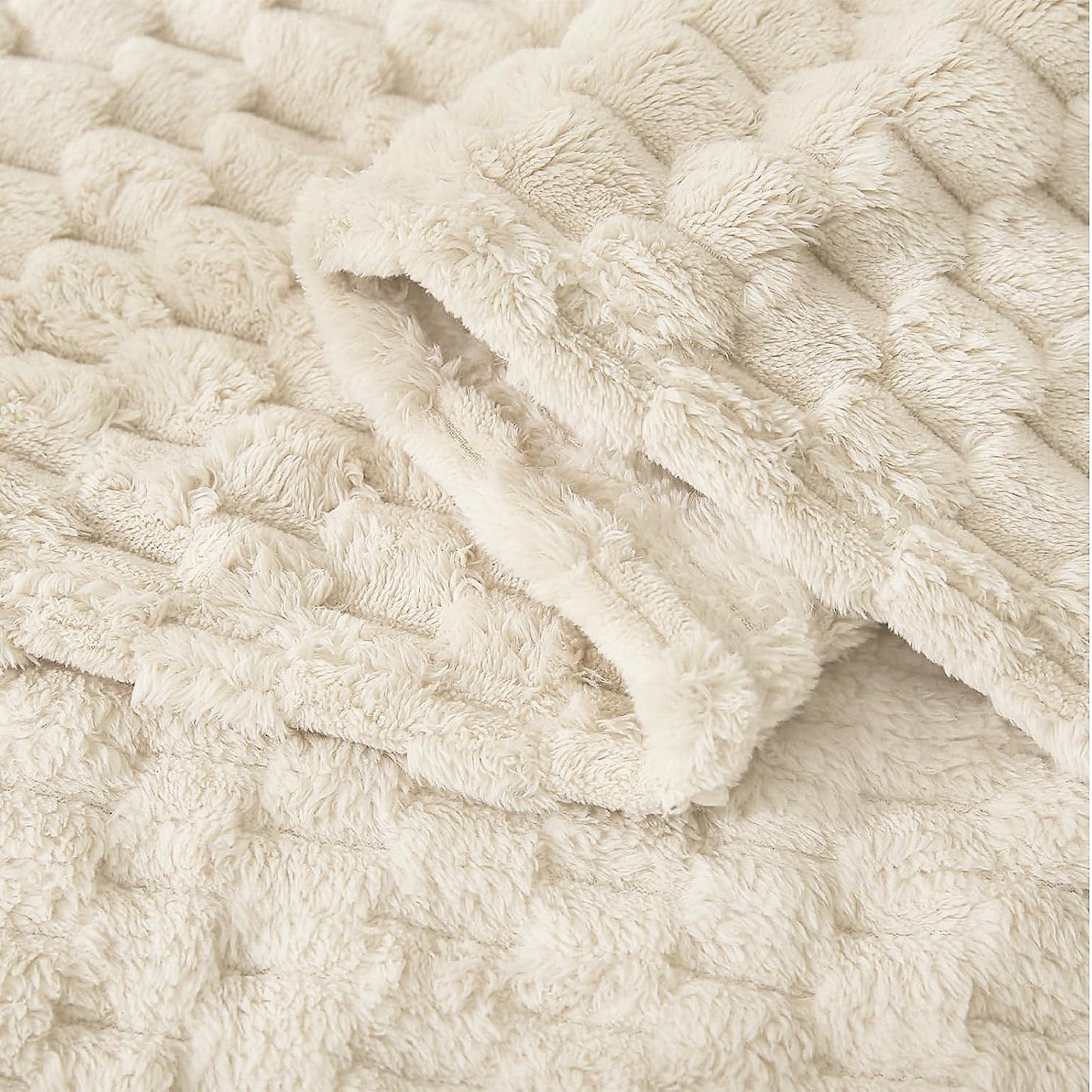 HOMRITAR Baby Blanket for Boys or Girls 3D Jacquard Fluffy Fuzzy Soft Warm Cozy Flannel Fleece Warm Blanket for Nursery, Stroller Toddler Bedding (30 x 40 Inch, Blue)