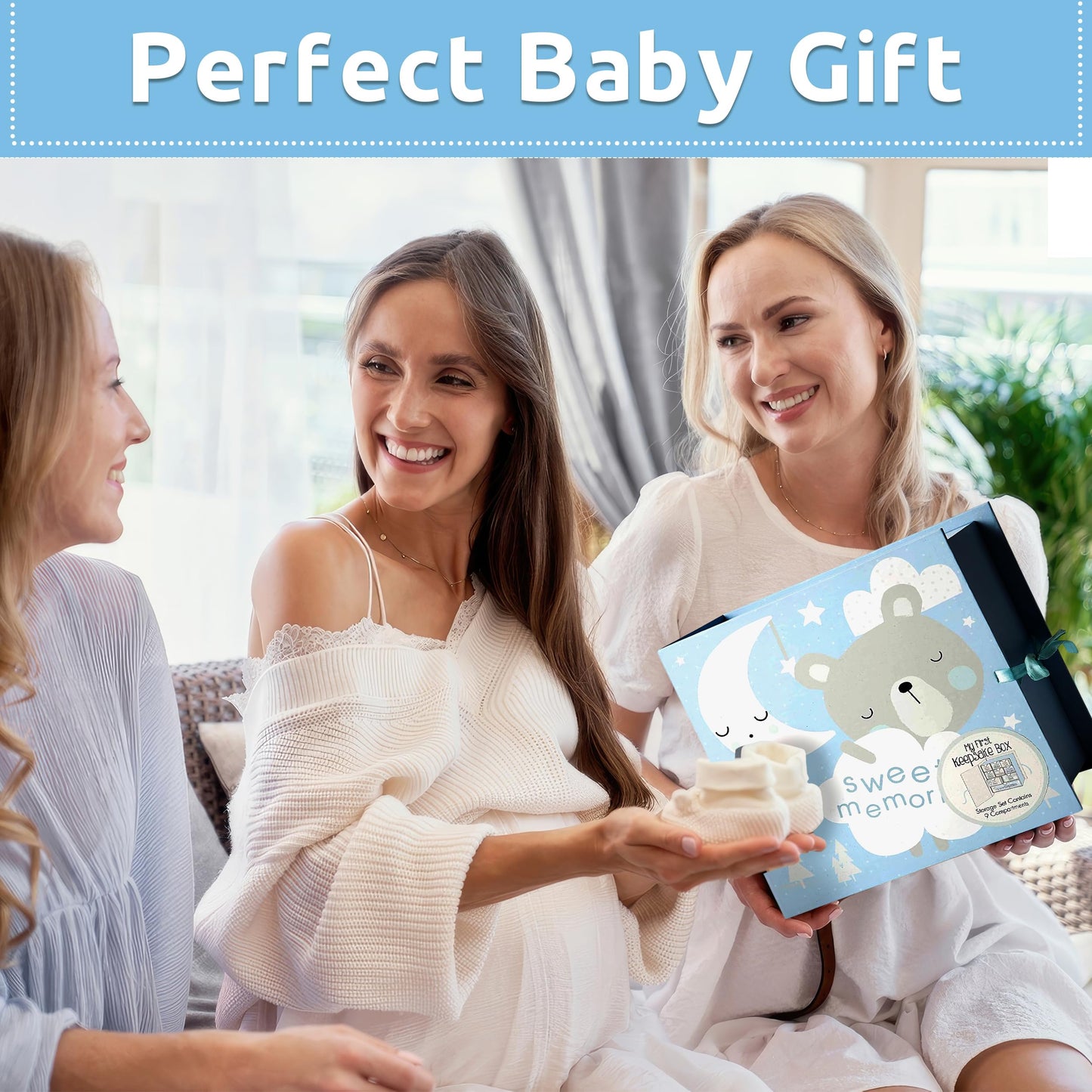 VOTUM Baby Keepsake Box for Treasured Memories, Fairytale - Lightweight, Handcrafted Baby Boxes with 9 Labeled Compartments for First Memories - Gender Neutral Baby Shower Gifts for Girls, Boys