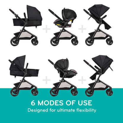 Evenflo Pivot Modular Travel System with LiteMax Infant Car Seat with Anti-Rebound Bar (Desert Tan)
