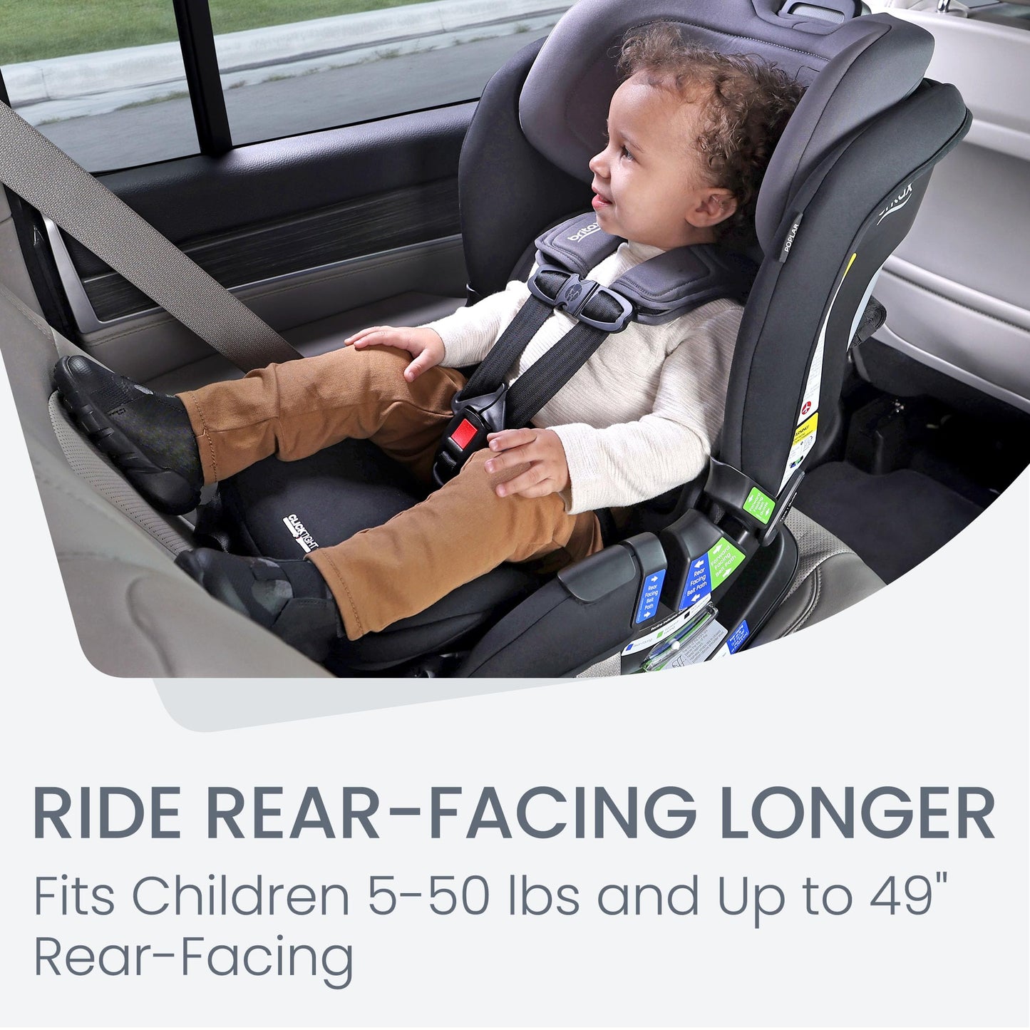 Britax Poplar S Convertible Car Seat, 2-in-1 Car Seat with Slim 17-Inch Design, ClickTight Technology, Arctic Onyx