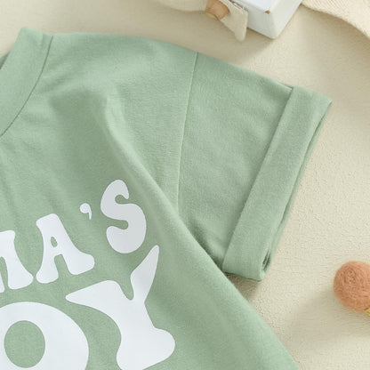 Newborn Infant Baby Boy Summer Outfit Mamas Boy Baby Clothes Boy Oversized Romper Shirts Short Sleeve Onesie