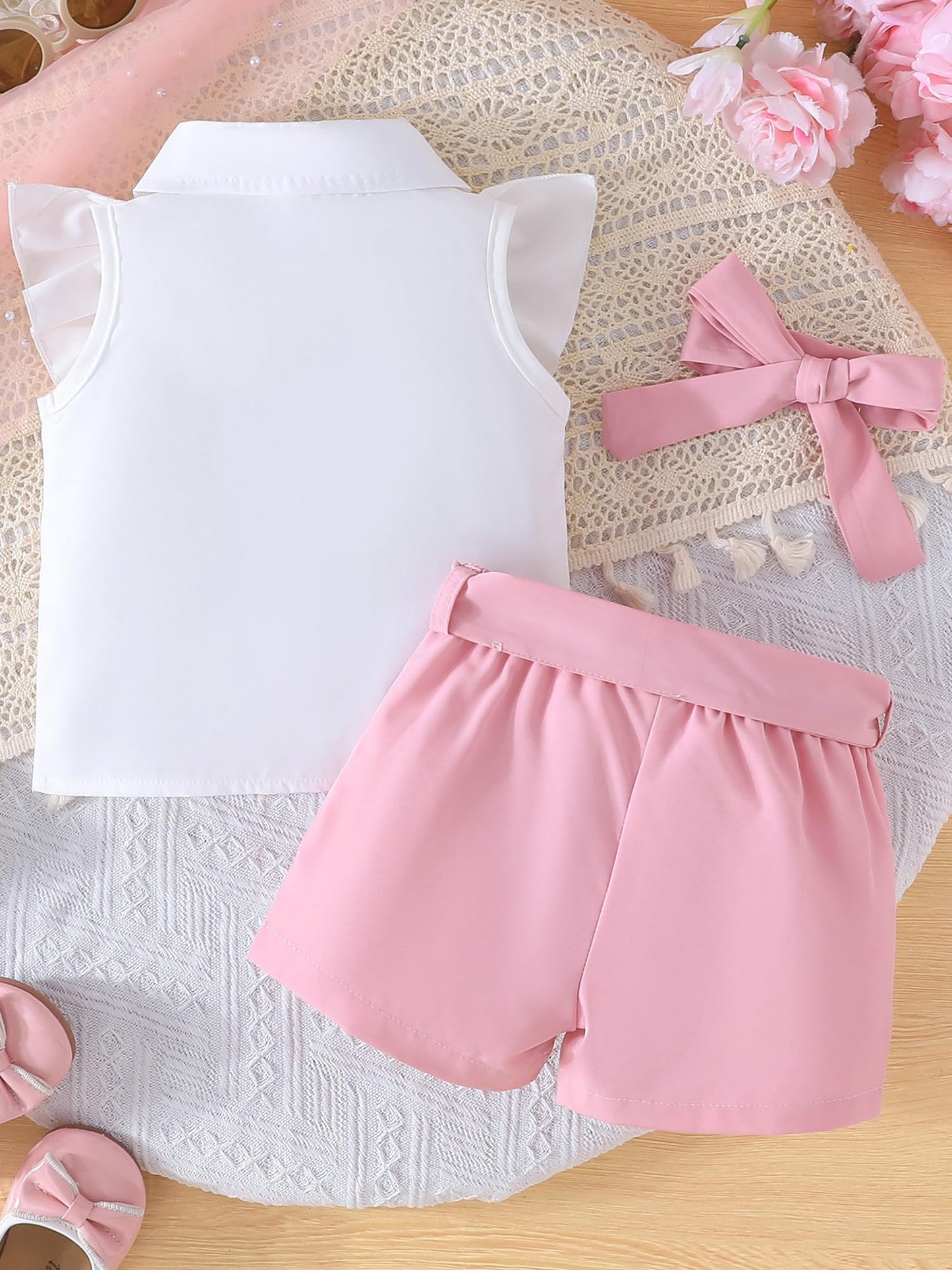 SUREPOCH Baby Girl Clothes Toddler Summer Embroidery Short Shirt Pant Girl Outfit Sleeveless Top Clothes Set