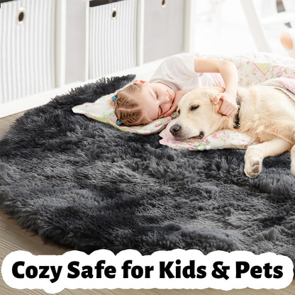 Pink Round Area Rugs 6Ft for Bedroom Living Room, Big Fluffy Shag Circle Rug for Kids Playroom, Cute Preppy Room Decor for Teen Girls, Cozy Fuzzy Furry Plush Carpets for Baby Nursery, Dorm, Classroom