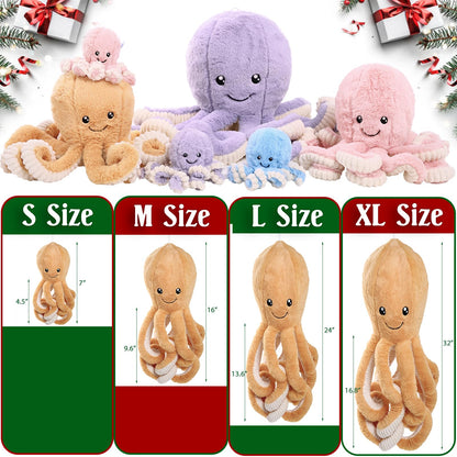 DENTRUN Octopus Stuffed Animals, Giant Octopus Plush Doll Play Toys for Kids Girls Boys Adults Birthday Xmas Halloween Present Stuffed Sea Animals Plushie, 7/16/24/32 Inches, 5 Colors