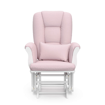Storkcraft Tuscany Custom Glider and Ottoman with Free Lumbar Pillow (White/Slate Gray Swirl) - Cleanable Upholstered Comfort Rocking Nursery Chair with Ottoman