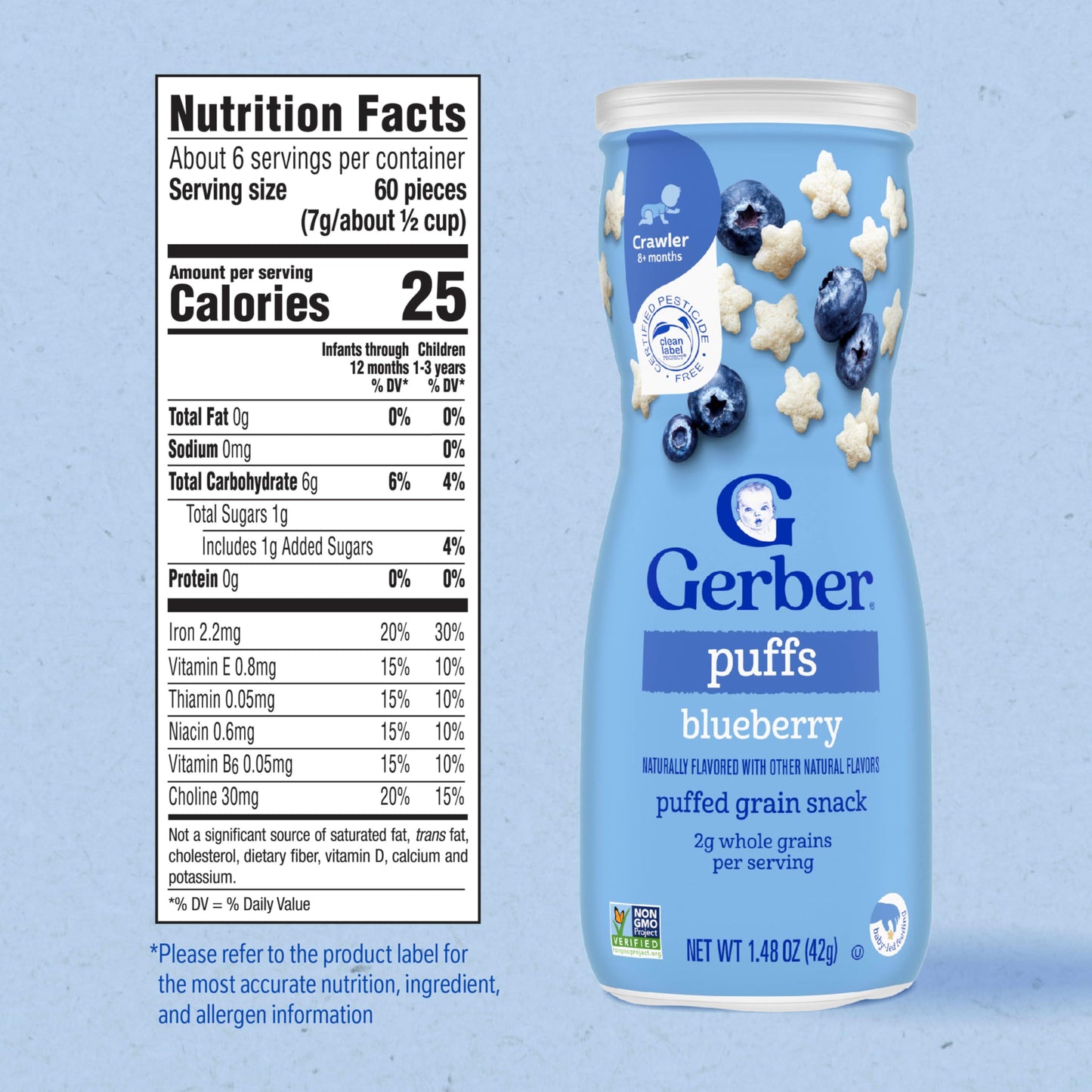 Gerber Baby Snacks, Baby Food, Puffs, Strawberry Apple, 1.48 Ounce