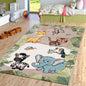 Kids Rug with Cute Animals on a Hot Air Balloon Ride in Pastel, Size: 2'8" x 4'11"