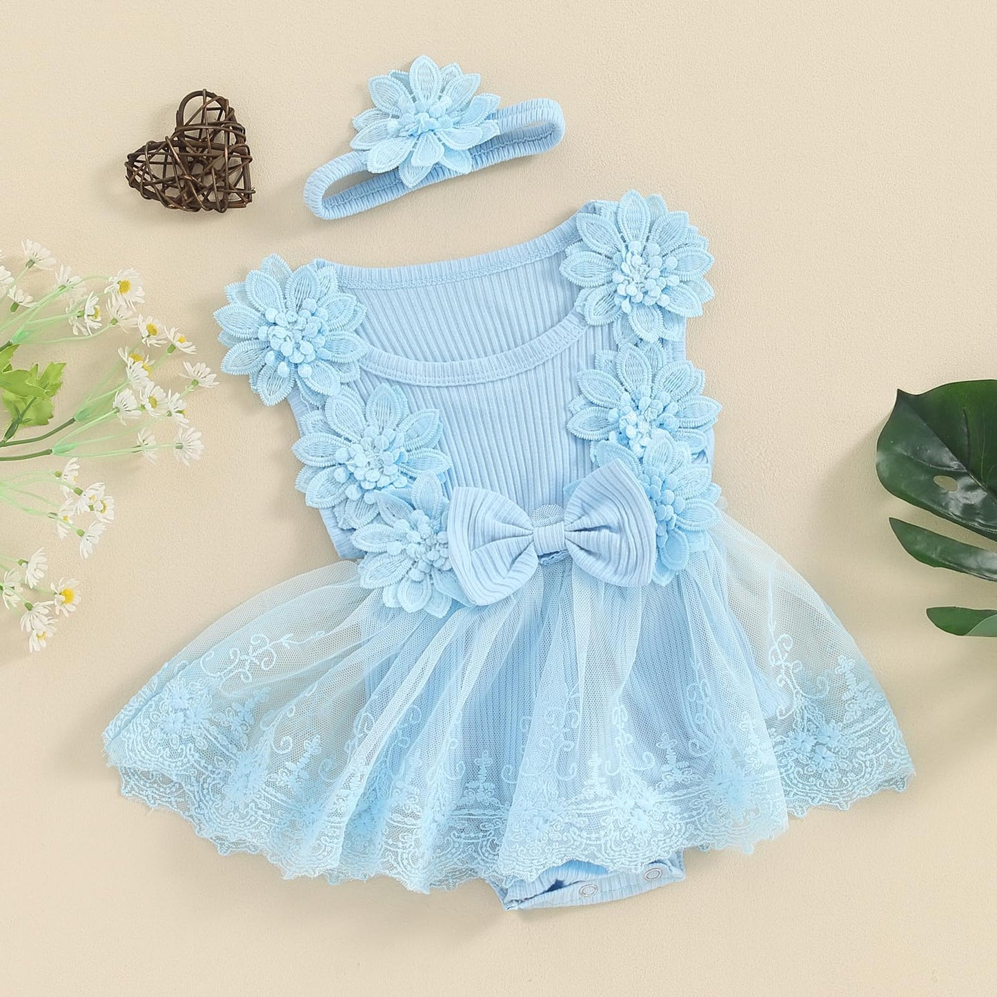 MERSARIPHY Newborn Baby Girl Boho Outfits Infant Lace Tulle Ruffle Bubble Romper Dress Jumpsuit Bodysuit Photoshoot Clothes