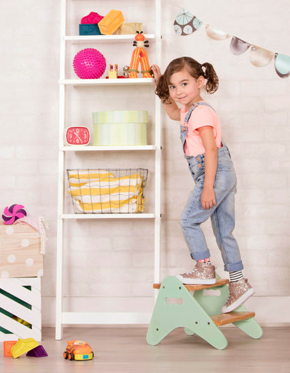 B. spaces – Step Stool For Kids – Wooden Stepping Stool – Step Stool For Bedroom, Bathroom, Kitchen – Furniture For Toddlers, Kids – 2 Years + – Peek-A-Boost - Mint