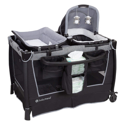 Baby Trend Lil’ Snooze™ Deluxe III Nursery Center® Playard for Twins, Cozy Grey