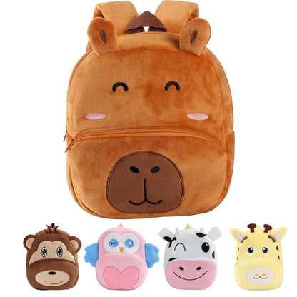 MICHLEY Toddler Backpack Plush Animal SchoolBag Cartoon Girls Travel Bag Mini Baby Daypack for Kids Kindergarten Pre School Bags, Cow