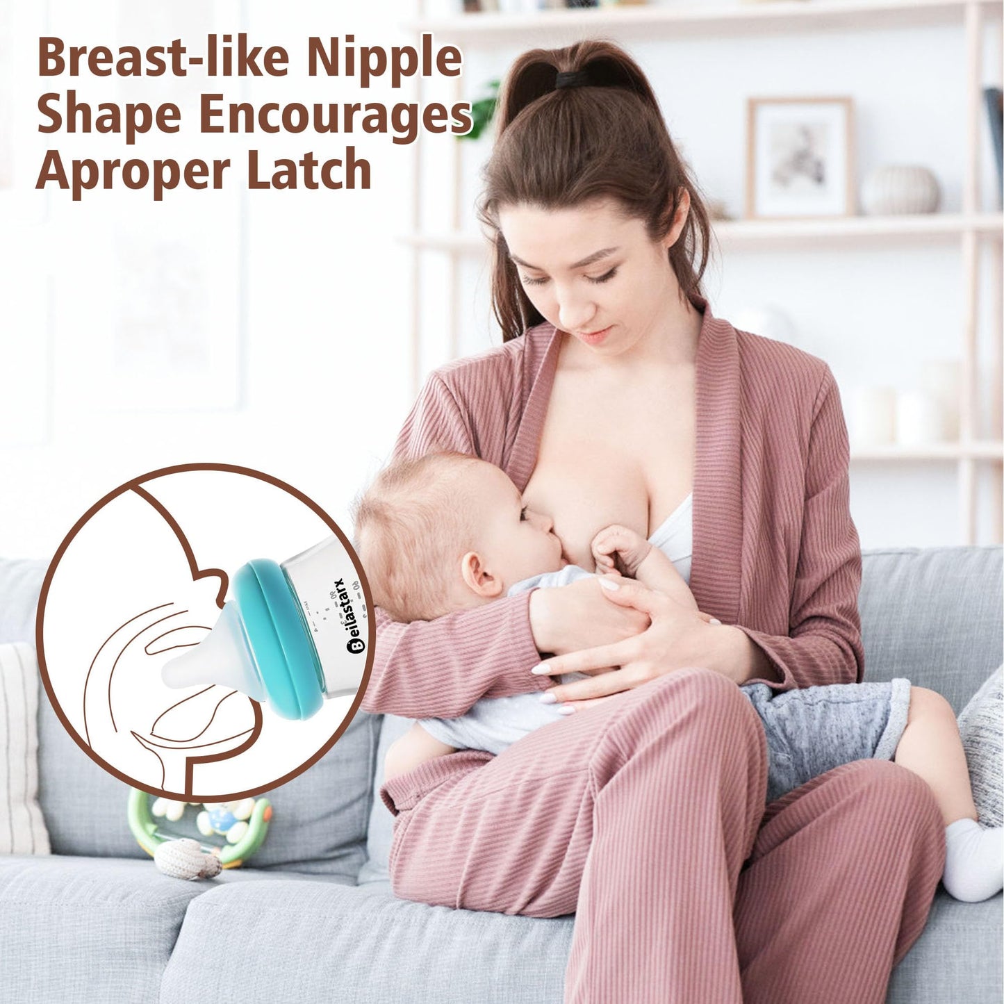 Glass Baby Bottles with Natural Response Nipple Size SS - Anti Colic Baby Bottles Wide Neck Slow Flow Baby Bottle (Red, 4oz (Pack of 4))
