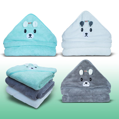 Ioly's Hooded Baby Bath Towels for Newborn Essentials 41" (Large) Set 3 Towel with Hood for Kids Babies Toddler Infant Baby Towels with Hood Cosas para Bebes recien nacidos (White/Pink/Orange)