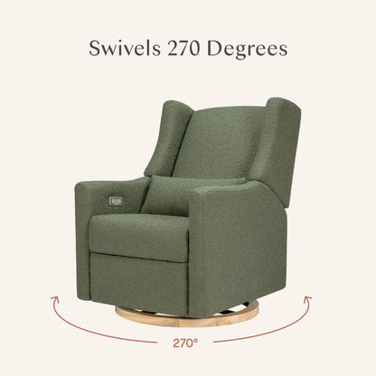 Babyletto Kiwi Electric Power Glider Recliner Nursery Chair w/ USB Ports - Water & Stain Resistant Glider Rocking Chair for Nursery - GREENGUARD Gold Certified Swivel Rocker Recliner Chair - Cream