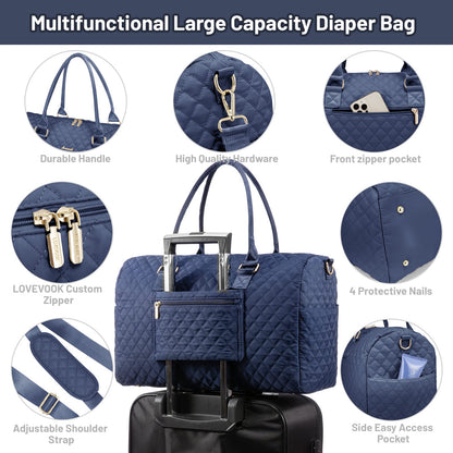 LOVEVOOK Diaper Bag Tote with Pacifier Case and Changing Pad, Large Capacity Mommy Bag for Hospital and Weekender Travel, Functional Baby Bag Newborn Baby Essential, Black