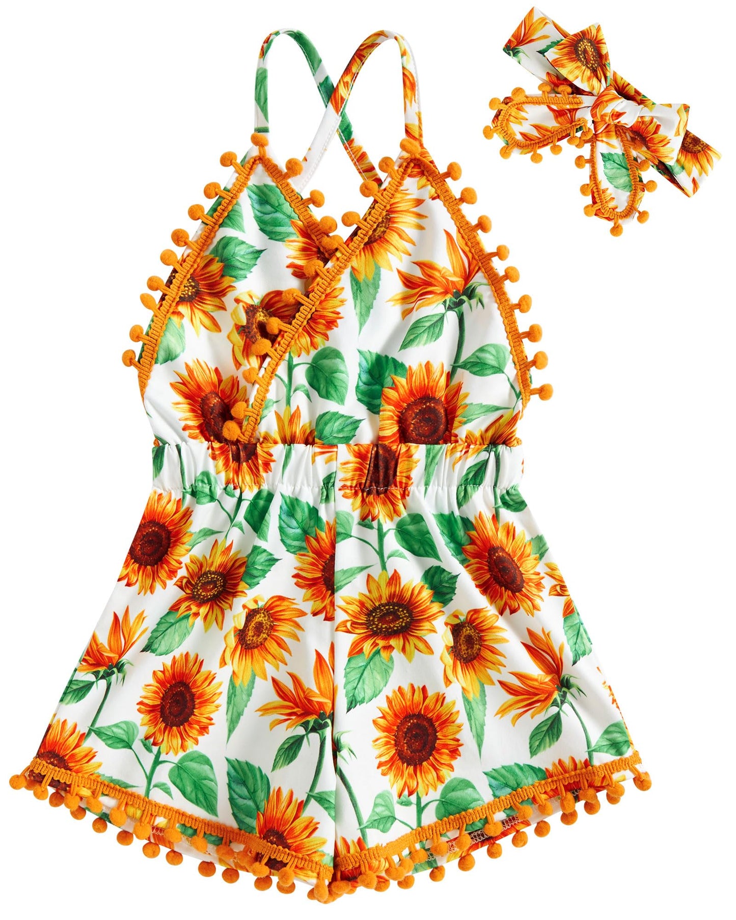 6M-3T Baby Girl Backless Bodysuit Outfit Set Romper Jumpsuit with Headband