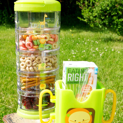 Innobaby Packin' Smart Stackable and Portable Storage System for Formula, Baby Snacks and More. 5 Stackable Cups in Lime Sorbet. BPA Free.