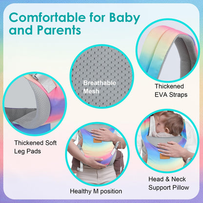 Baby Carrier Newborn to Toddler, Ergonomic Adjustable Toddler Carriers for 7-66 Lbs, Cozy Lightweight Infant Carrier with Neck Support, Baby Holder Carrier with Lumbar Support for Mom Dad