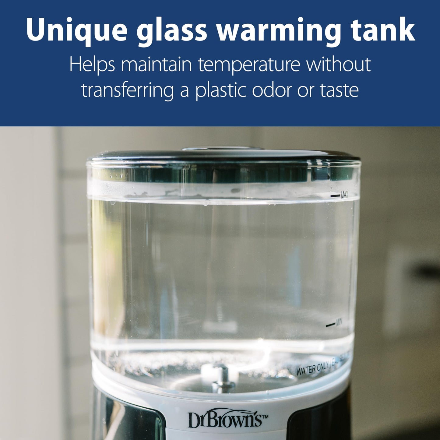 Dr. Brown's Insta-Prep Warm Water Dispenser to Instantly Prepare Baby’s Formula Bottle,Large Capacity Glass Tank with 3 Temperature Settings,Black