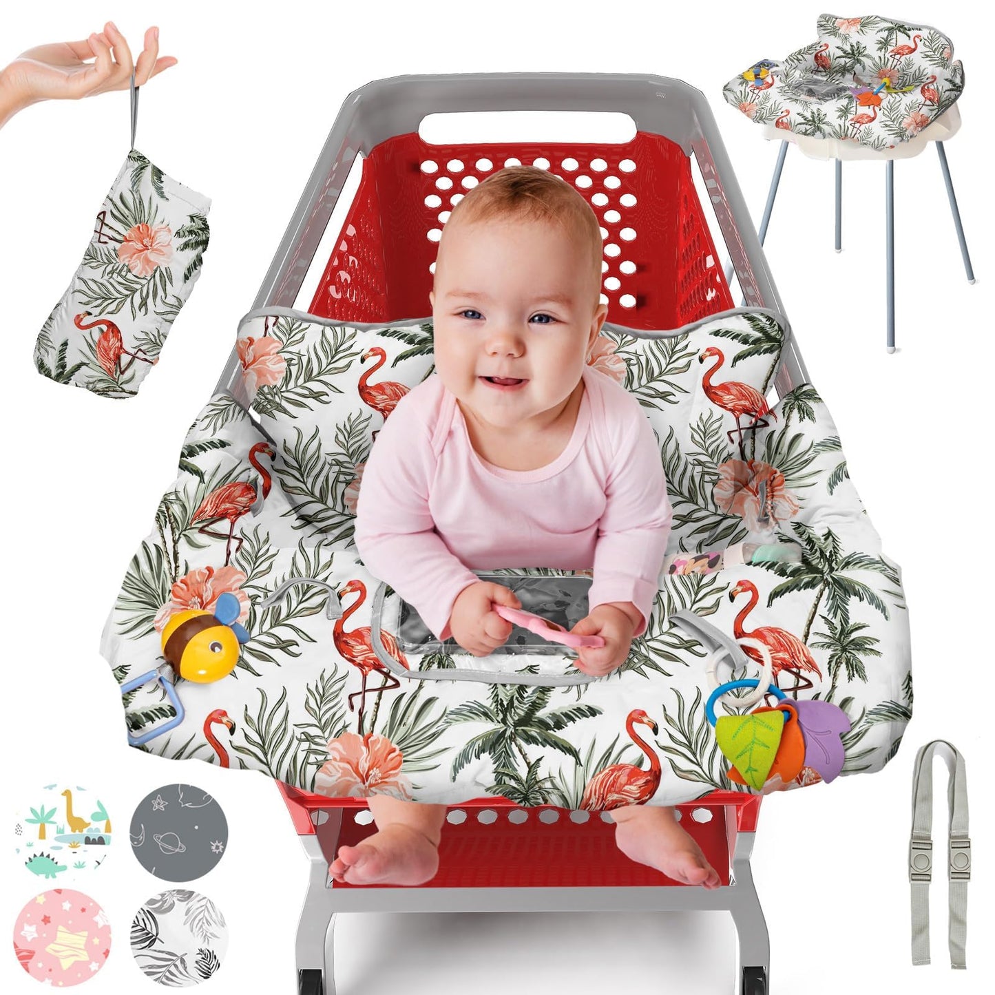 Shopping Cart Cover for Baby PILLANI, High Chair Cover for Restaurant Seat, Grocery Cart Cover for Baby Girl and Boy, Cotton Buggy Covers for Babies, Toddler Shopping Cart Cover