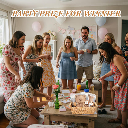 1 Set Baby Shower Party Favors Bear Shaped Cheese Board Set, Include Small Wood Cutting Charcuterie Boards with Knives and Forks Gift Box for Wedding Bridal Shower Birthday (Acacia Color)