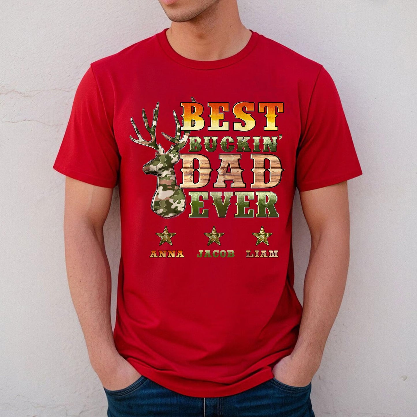 Personalized Fathers Day Shirts for Dad, Grandpa Shirt with Grandkids Names, Gifts for Dad Hunting Fishing