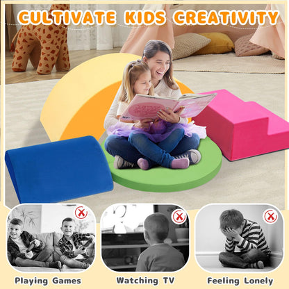 Toddler Climbing Toys Indoor, 7-Piece Colourful Foam Climbing Blocks, Soft Play Climbing for Toddlers, Modular Crawling & Sliding Play Set for Toddlers 1-3 Years Old