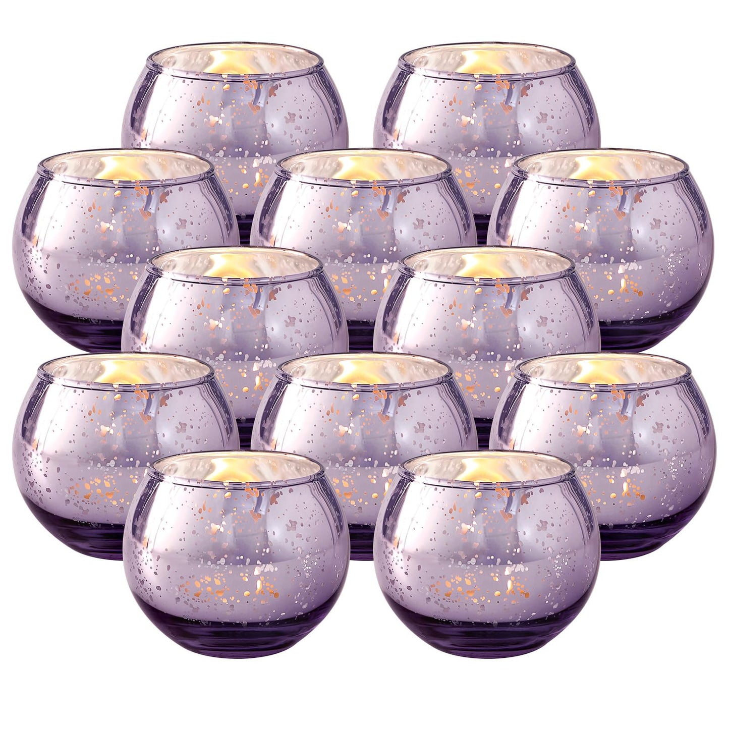 Volens Round Blue Votive Candle Holders Set of 12, Blue Wedding Centerpiece Table Decorations, Mercury Glass Tealight Candle Holder for Bridal Shower, Baby Shower & Home Decor