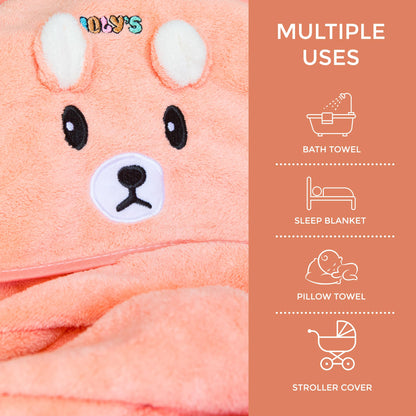 Ioly's Hooded Baby Bath Towels for Newborn Essentials 41" (Large) Set 3 Towel with Hood for Kids Babies Toddler Infant Baby Towels with Hood Cosas para Bebes recien nacidos (White/Pink/Orange)