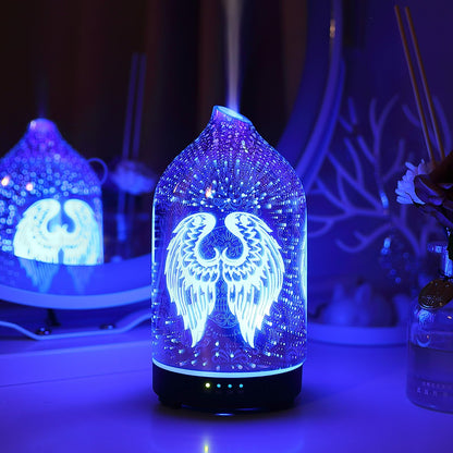 Essential Oil Diffuser Hand Blown Glass Aromatherapy Diffuser - Ultrasonic Cool Mist Scent Aroma Diffuser, Whisper Quiet with Auto Shut-Off, Timer Setting &7 Colors Night Light for Home