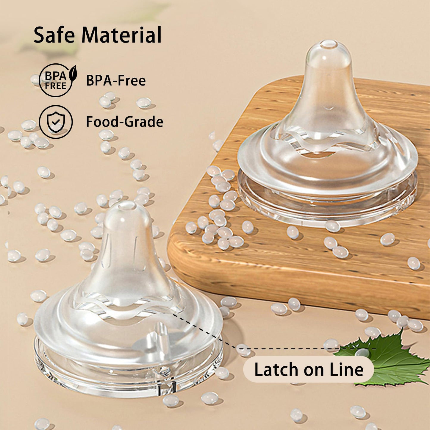 Natural Glass Baby Bottle for Breastfeeding Babies, 5.4oz Anti-Colic Baby Bottle with Natural Response Nipple(S), Clear, Wide Neck, 2 Pack, 1 Months+