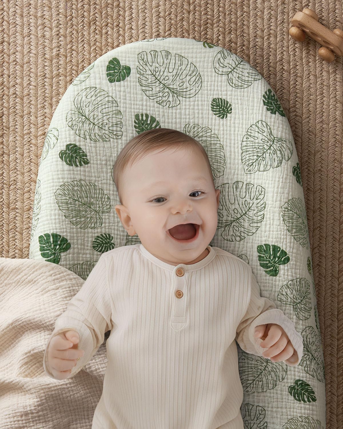 Blissful Diary Muslin Changing Pad Cover for Girls Boys, Soft Baby Diaper Change Table Pad Covers, 2 Pack (Monstera Leaves & Dark Green, Avocado)
