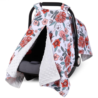 Rquite Car Seat Cover Baby, Carseat Covers Baby Boy, Minky Infant Car Seat Cover Winter, Peekaboo Opening Car Seat Canopy, Multi-use Baby Carrier, Stroller, Nursing Cover, Minky Blanket, Dinosaur