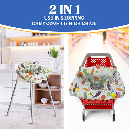 Shopping Cart Cover for Baby PILLANI, High Chair Cover for Restaurant Seat, Grocery Cart Cover for Baby Girl and Boy, Cotton Buggy Covers for Babies, Toddler Shopping Cart Cover