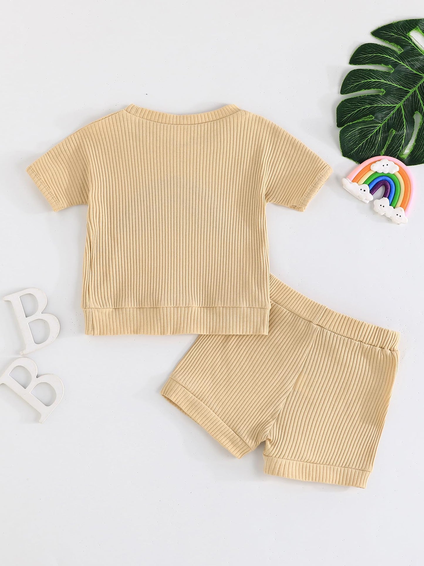 SUREPOCH Baby Boy Clothes Set Summer Toddler Short-Sleeve Shirt & Elastic Waist Shorts Set For Baby Boy Outfits