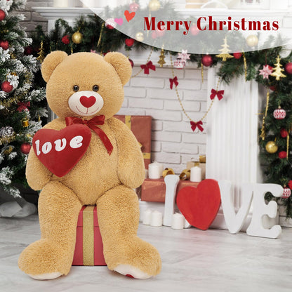 MorisMos Smile Giant Teddy Bear, 51inch Large Stuffed Bears with Big Footprints, Big Stuffed Animals Cuddly Plush Gifts for Girlfriends, Boyfriend, Dark Brown