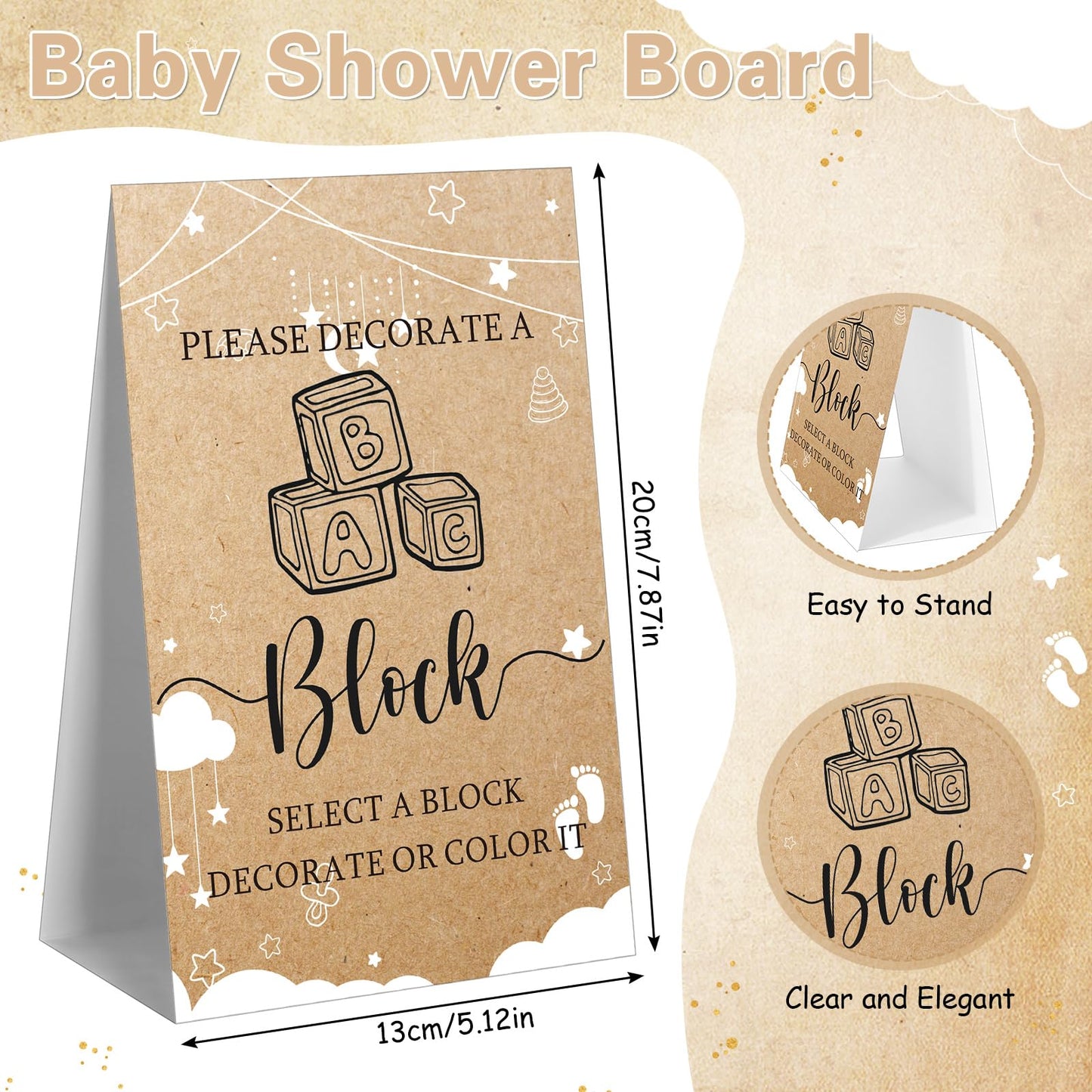 Marsui 136 Pcs Baby Shower Blocks to Decorate Game Kit Includes 98 Wooden Blocks, 36 Markers, 1 Game Sign, 1 Storage Box for Baby Shower Gender Reveal Activity Party Decorations(Pink Elephant)