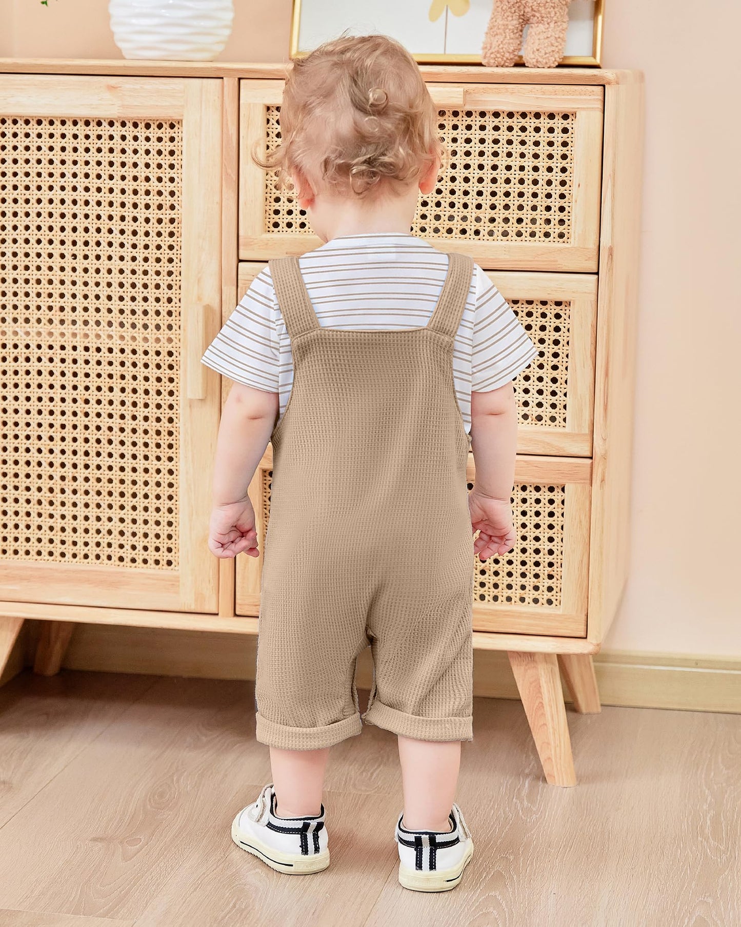 ZOEREA Toddler Baby Boys Clothes Summer Outfit Stripe T-Shirt and Shortall Romper Set Cute Jumpsuit Solid Color 6M-4T
