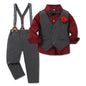 WESIDOM Toddler Boy Clothes Suit Formal Dress Shirt+Bowtie+Vest+Boutonniere+Suspender Pants Boys Gentleman Outfits Set