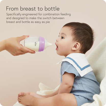 BuubiBottle Max Slow Flow Bottle for Newborn Babies by Quark - with Anti-Colic RealFeel Nipple to Simulate Breastfeeding - BPA-Free, PVC-Free, Toxin-Free - 8 Oz Bottle with Lid, 2 Pack - Orange