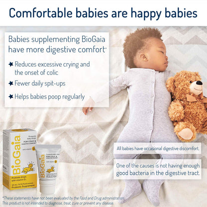 BioGaia Protectis Baby Probiotic Drops | Colic & Gas Relief + Vitamin D | Safe for Newborns | Ease Crying, Fussing, Colic, Gas, Spit-ups & Constipation | No Dairy, Soy & Gluten | 50 Day Supply | 10mL