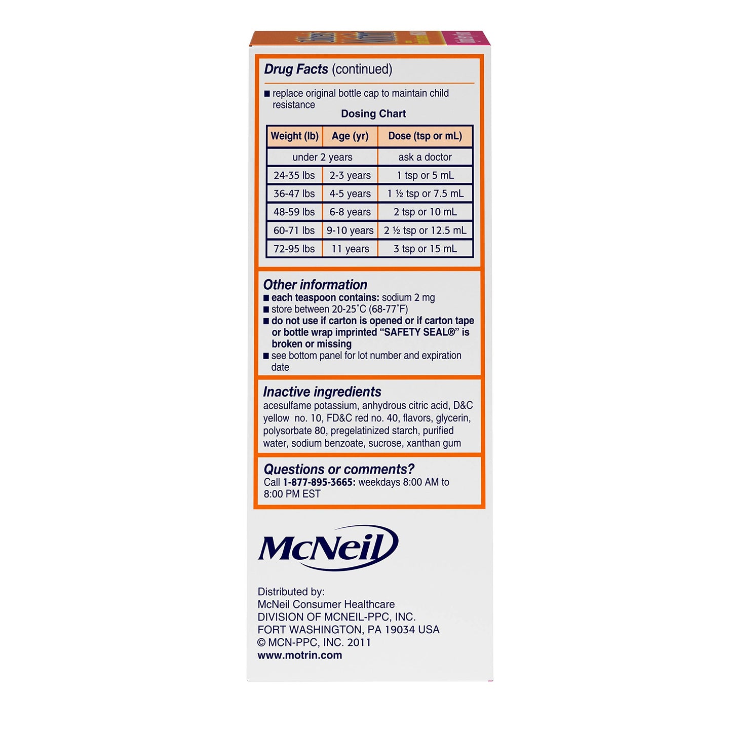 Motrin Children's Oral Suspension 100mg Ibuprofen Medicine, NSAID Fever Reducer & Pain Reliever for Minor Aches & Pains Due to Cold & Flu, Dye Free, Alcohol-Free, Berry Flavored, 8 fl. oz